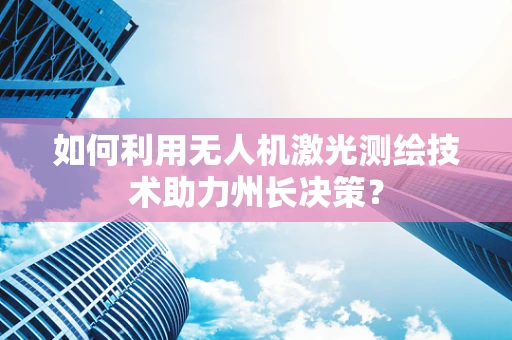 如何利用无人机激光测绘技术助力州长决策？